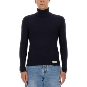 BALMAIN Men's Ribbed Turtleneck Sweater Men BLUE Sweaters & Cardigans